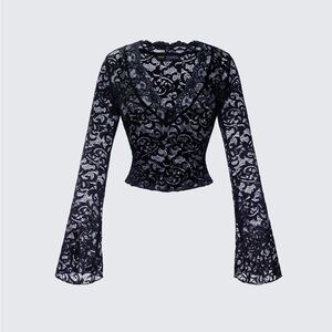 Finesse Suki Black Lace Long Sleeve Top